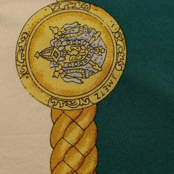 HERMES Carre 90 Scarf ""LES TAMBOURS"" Silk Green Auth hk3098 - Picture 4 of 8